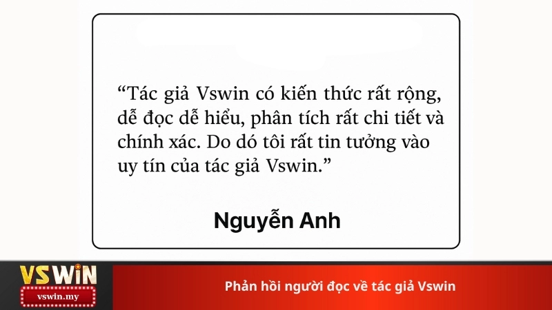 Phản hồi người đọc về tác giả Vswin