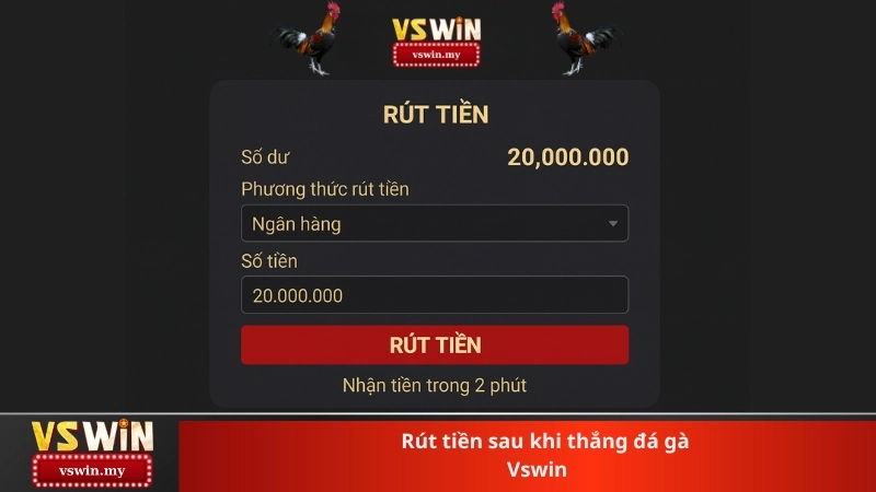Rút tiền sau khi thắng đá gà Vswin